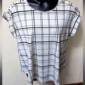 AUW Plaid Stripe Blouse With Button Detail -3X plus size